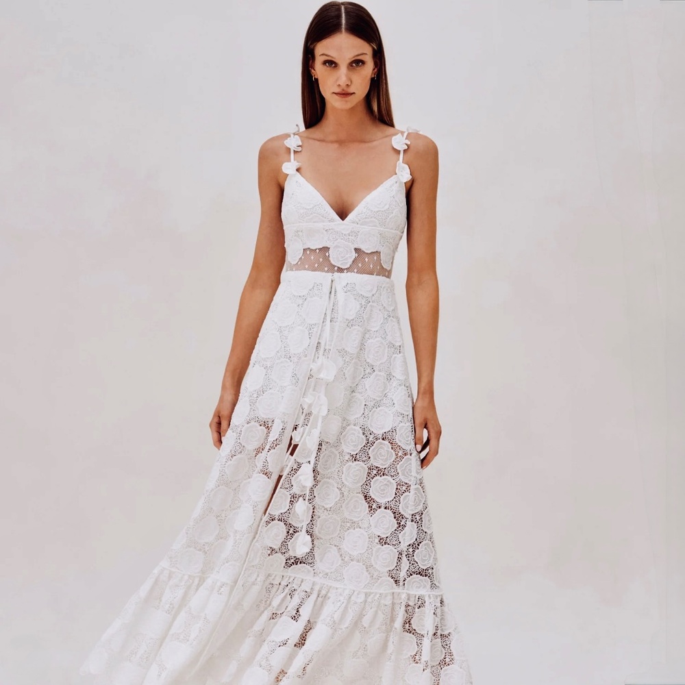 Alexis Armas Off-White Lace Romper And Cape New With Tags Size Small